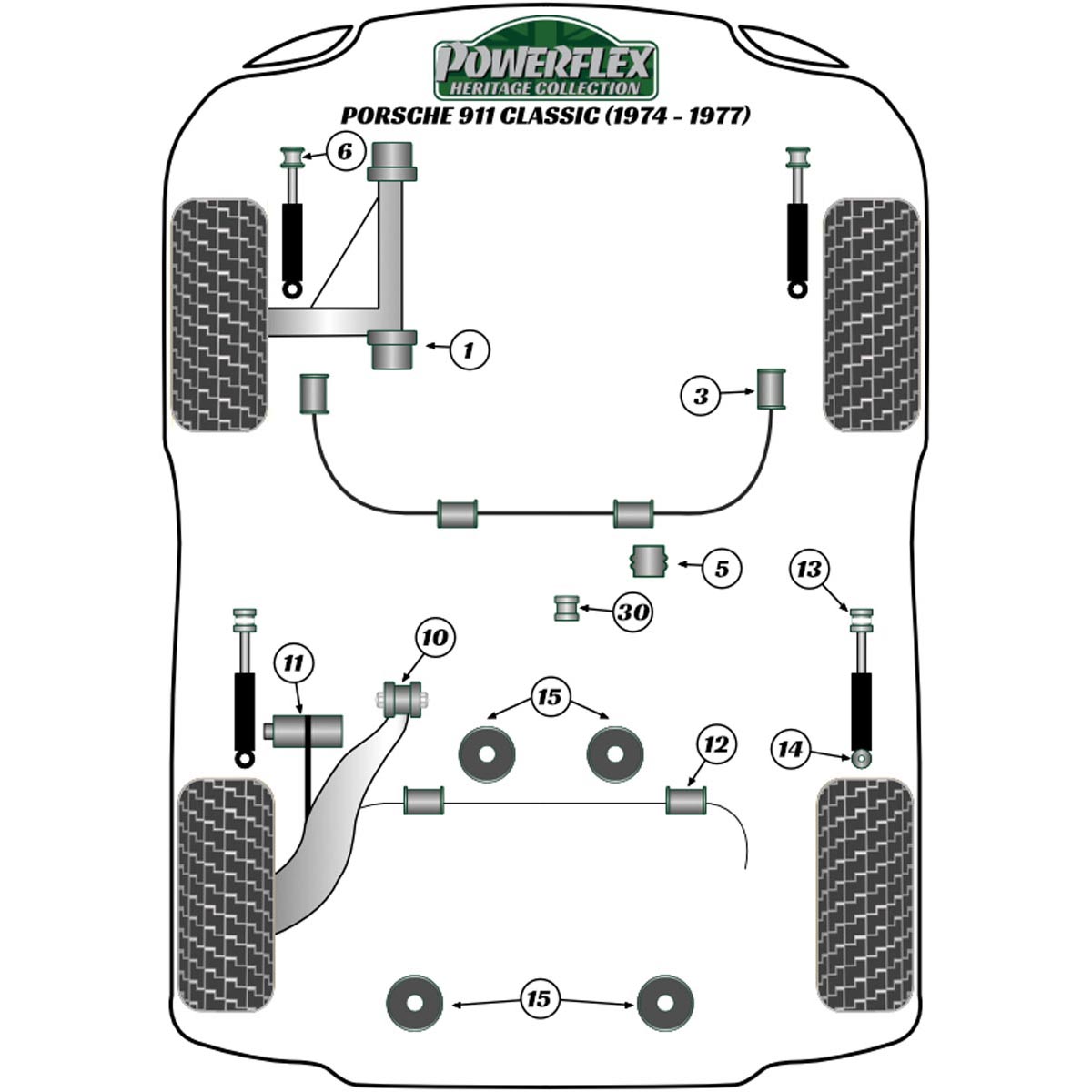 Powerflex Engine/Transmission Carrier Bush PFR57-415H For Porsche 911 Classic (1974-1977)