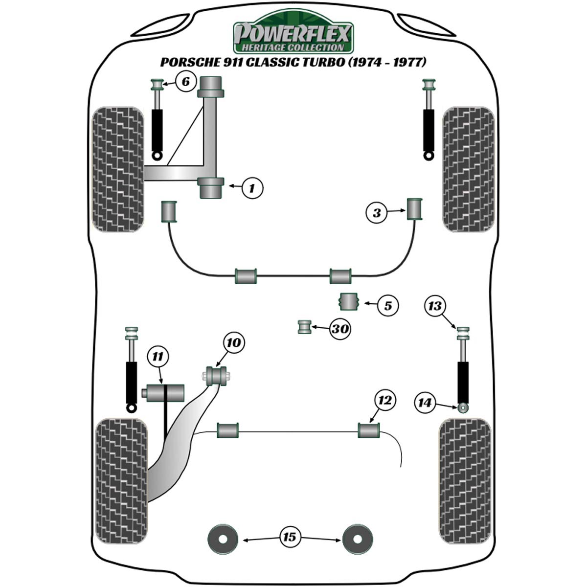 Powerflex Engine/Transmission Carrier Bush PFR57-415H For Porsche 911 Classic (1974-1977) Turbo