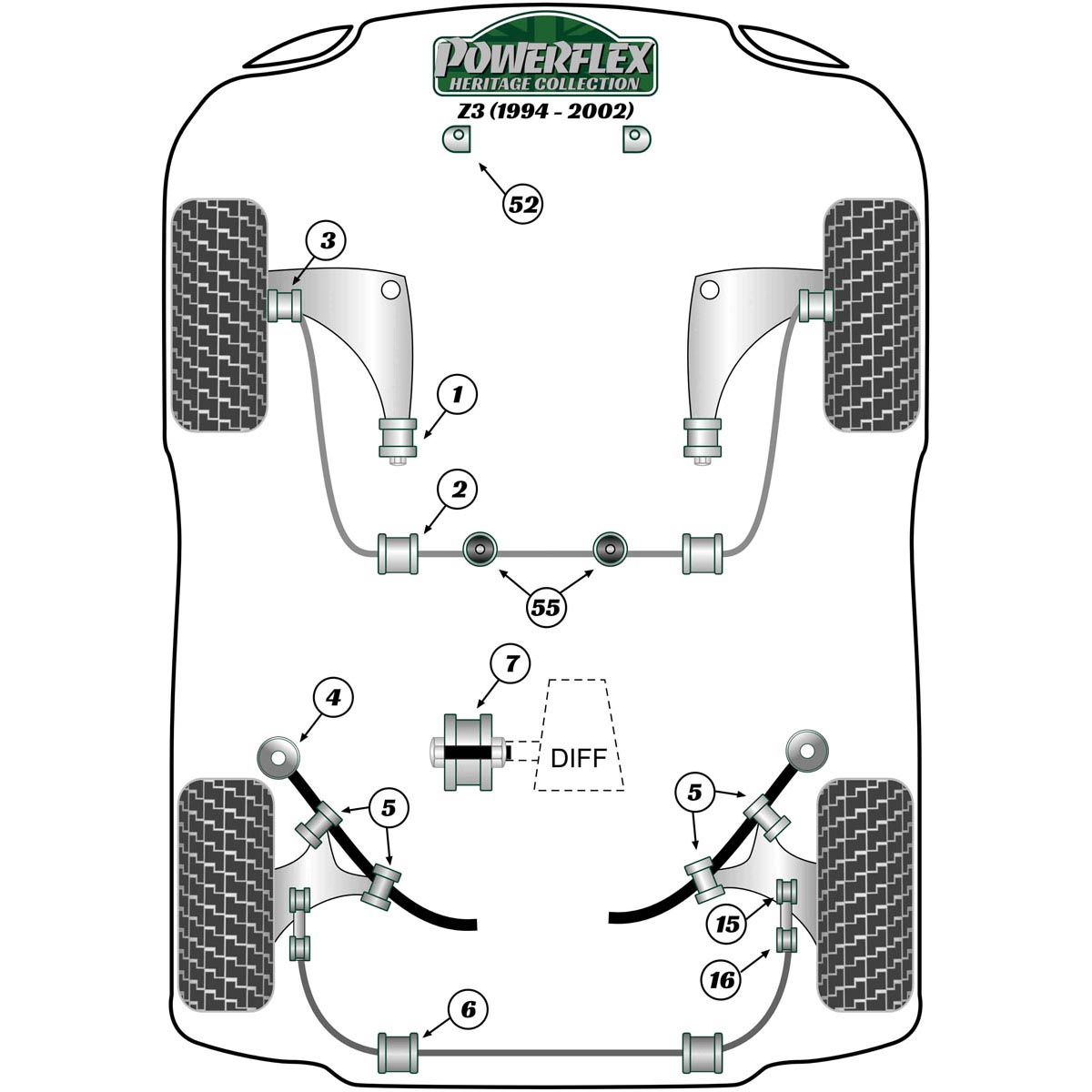 Powerflex Front Anti Roll Bar Mounting 27mm PFF5-310-27H For BMW Z Series Z3 inc M (1994 - 2002)