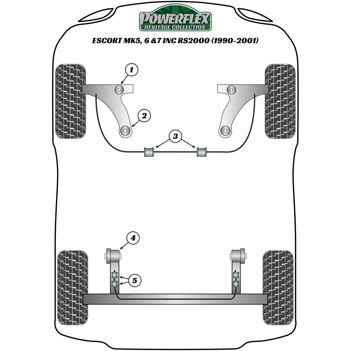 Powerflex Front Wishbone Front Bush 46.5mm PFF19-601H For Ford Escort MK5,6 & 7 inc RS2000, Orion Mk3 (1990-2001)