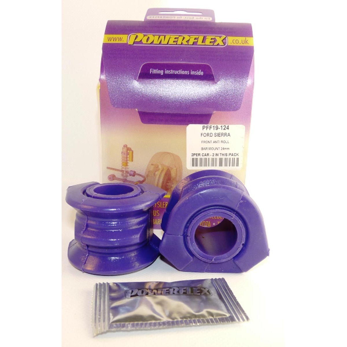 Powerflex Front Anti Roll Bar Mounting Bush 24mm PFF19-124 For Ford Sierra inc. Sapphire Non-Cosworth (1982-1994)