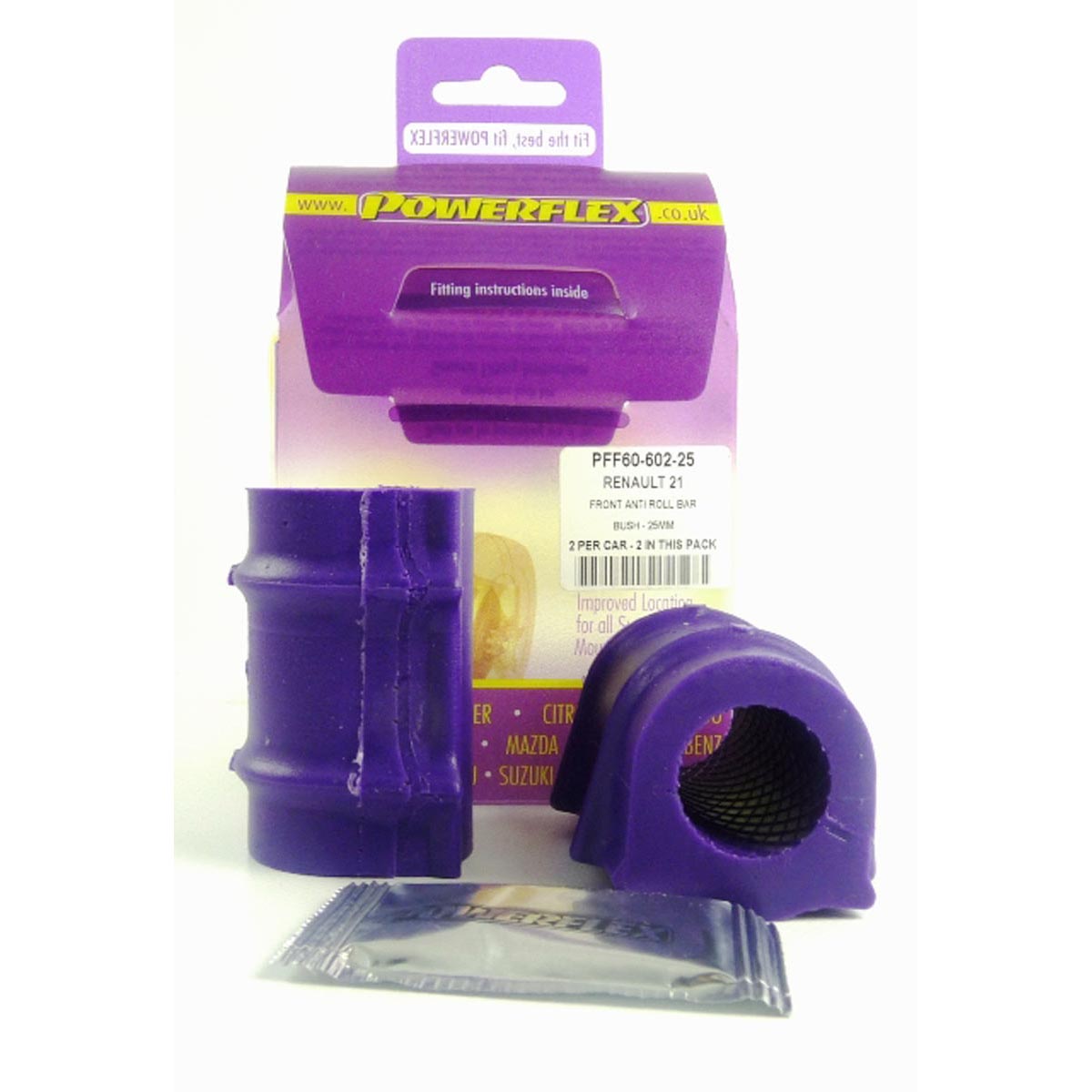 Powerflex Front Anti Roll Bar Bush 25mm PFF60-602-25 For Renault 21 inc Turbo (1986-1994)