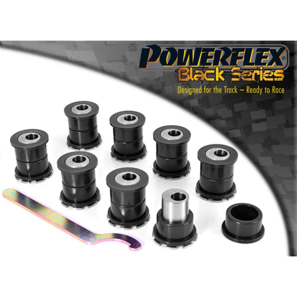 Powerflex Rear Upper & Lower Arm Bush - Adjustable PFR46-204GBLK For Nissan Skyline R34 2WD Incl. 25GT, 25GTT & GTV(1998 - 2002)