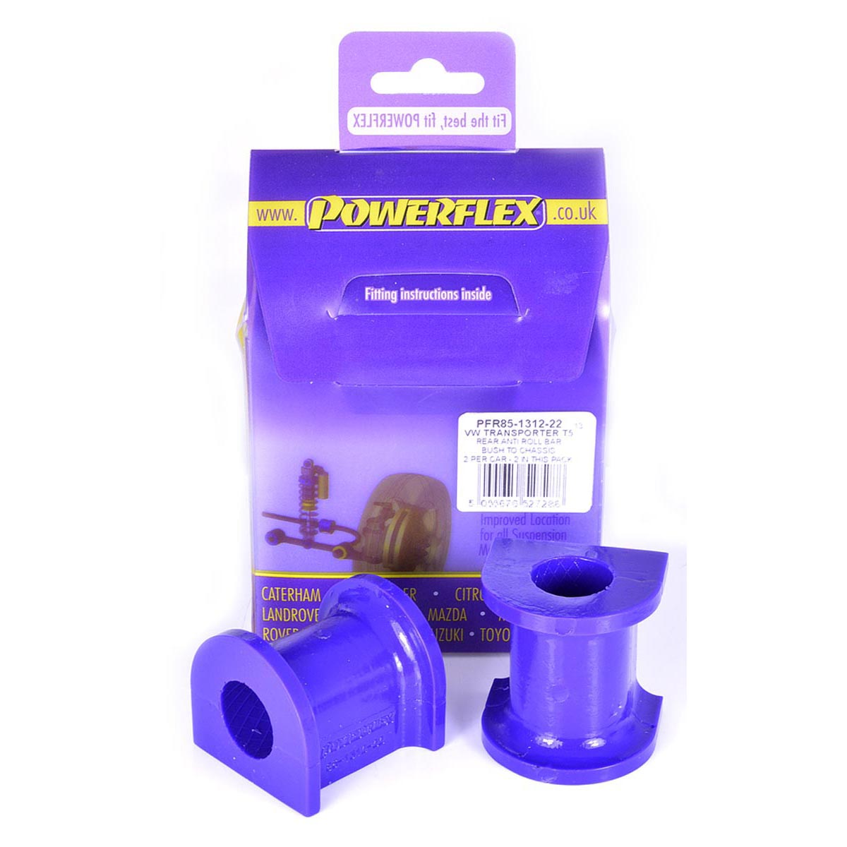 Powerflex Rear Anti Roll Bar Bush to Chassis 22mm PFR85-1312-22 For VW T6 / 6.1 Transporter (2015-2024)