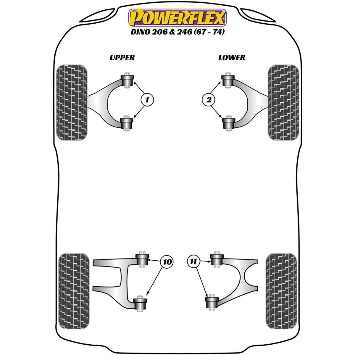 Powerflex Rear Upper Wishbone Inner Bush PF17-200 For Ferrari Dino 206/246GT (1967 - 1974)